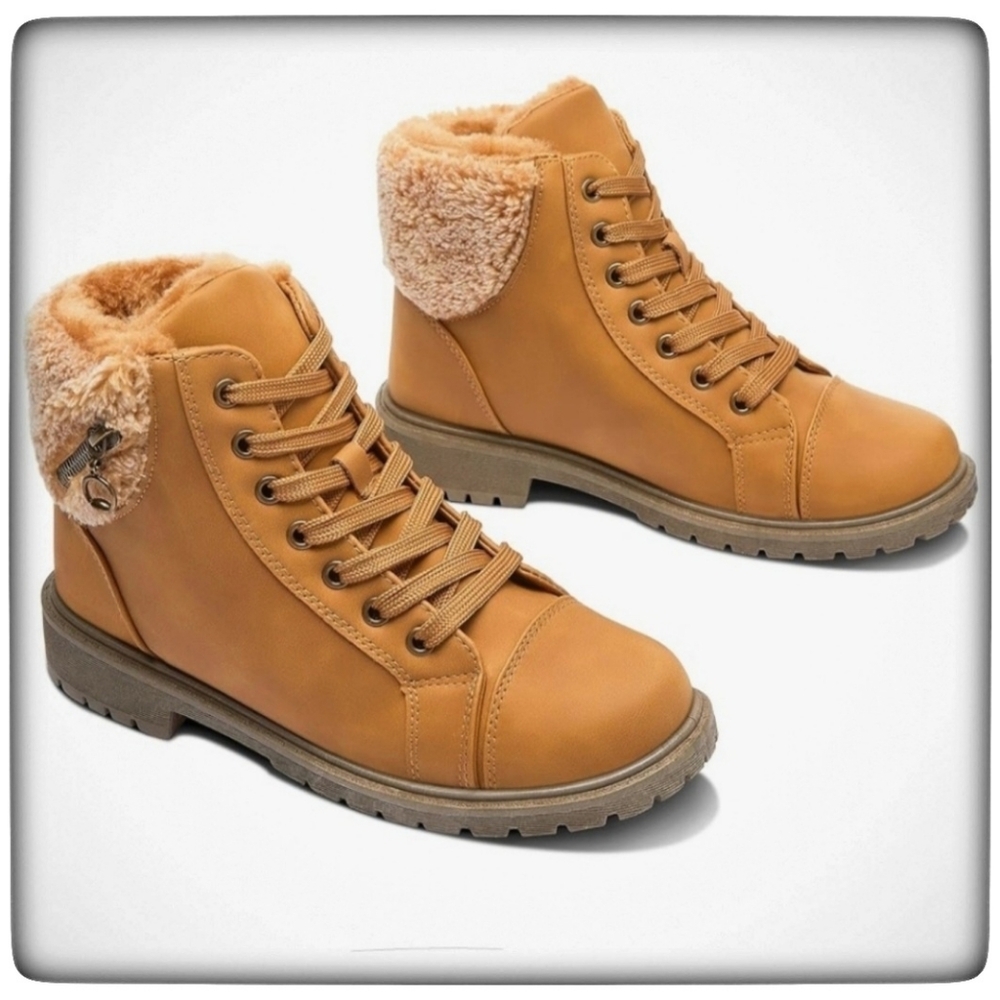 ALTOCIS Women's Winter Boots Water-Resistant PU Leather Ankle Booties-6